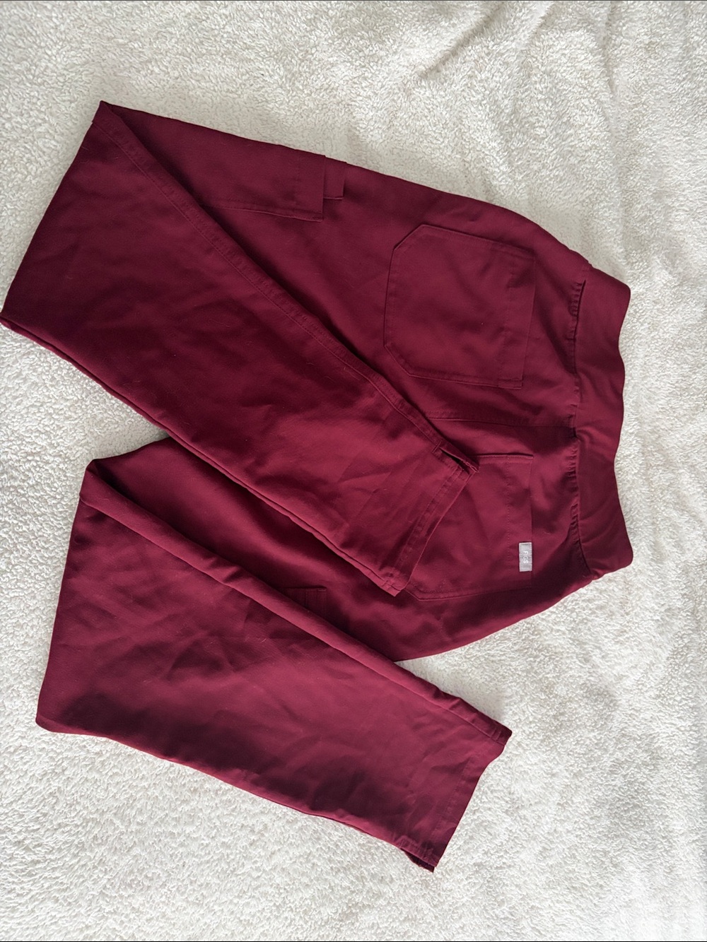 Figs Maroon Straight-Leg Scrub Pants with Light Gray Drawstring - Picture 3 of 3